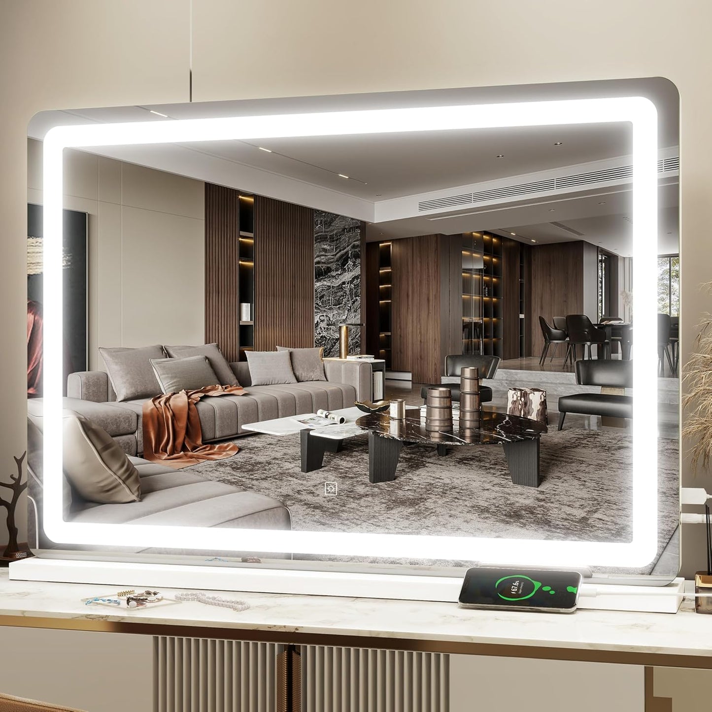 HNV 31x21 Lighted Vanity Mirror with Dimmable LED Lights