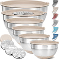 Stainless Steel Mixing Bowls Set 6Pc with Lids and Graters - Versatile