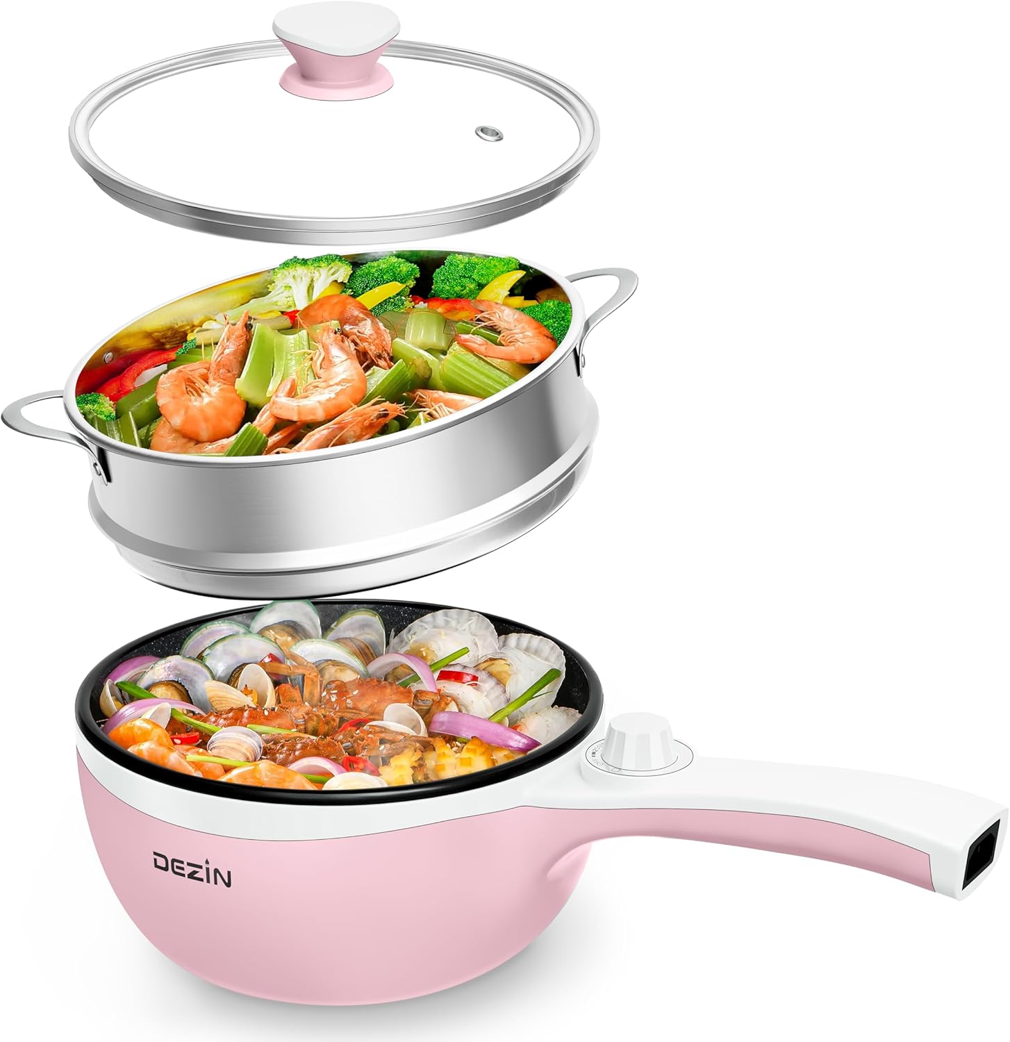 Dezin Hot Pot Electric with Steamer for Easy Cooking Anytime
