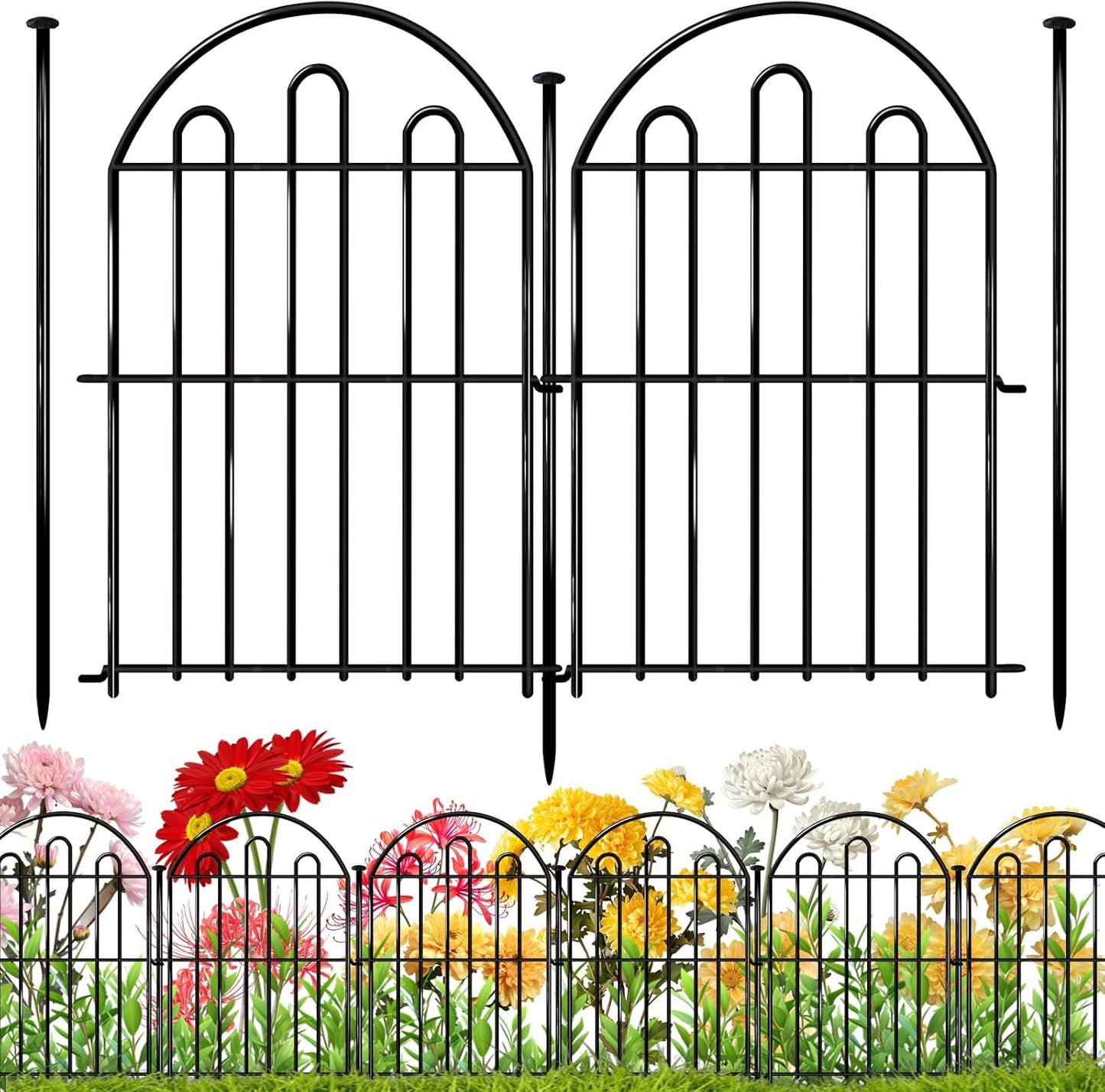 32 Pack Decorative Garden Fence for Dog Rabbit, 26in x 34.6ft