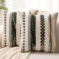 Boho Throw Pillow Covers 18x18 Set of 2 Dark Green - Textured Chenille