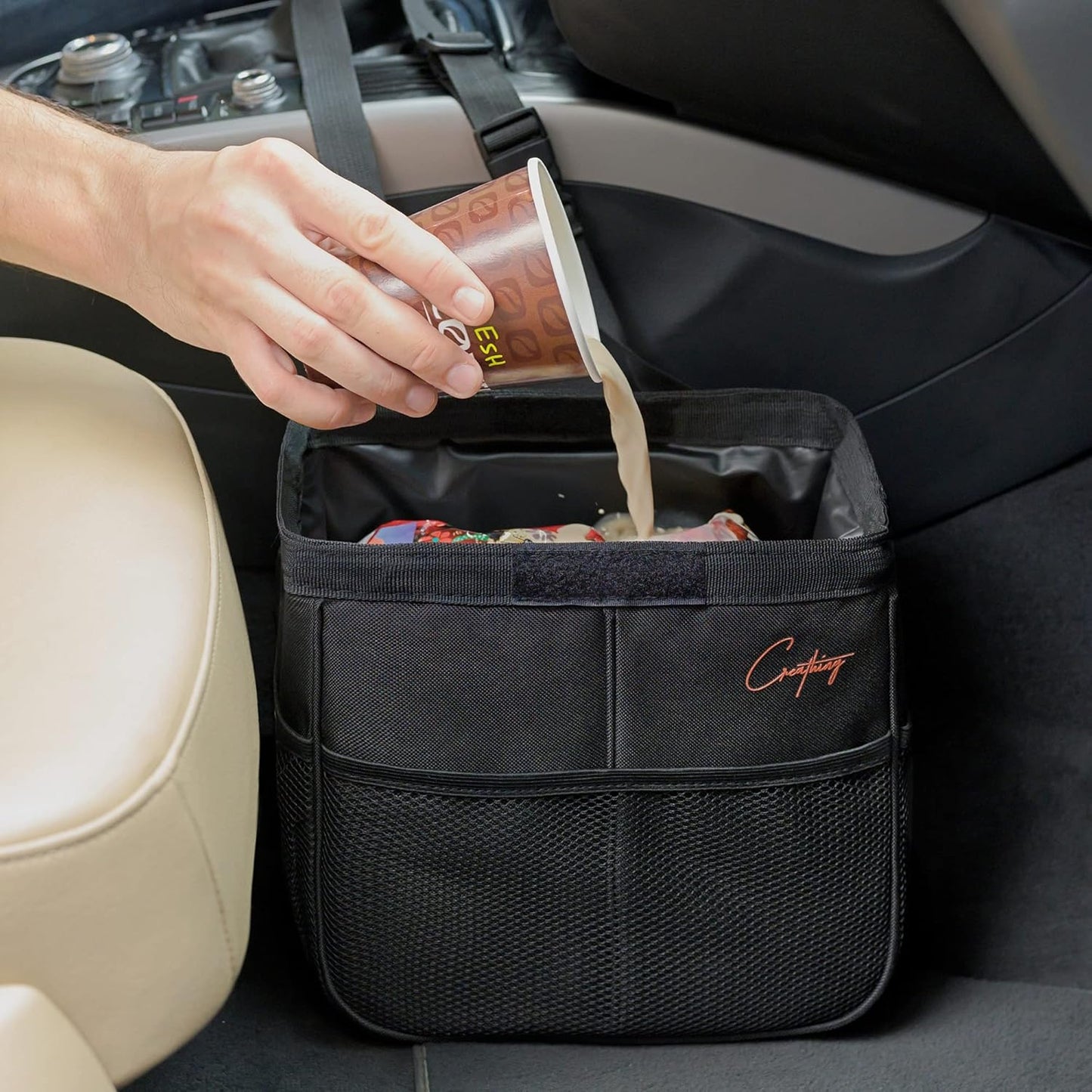 Foldable Car Trash Can: Waterproof Organizer/Garbage Can 