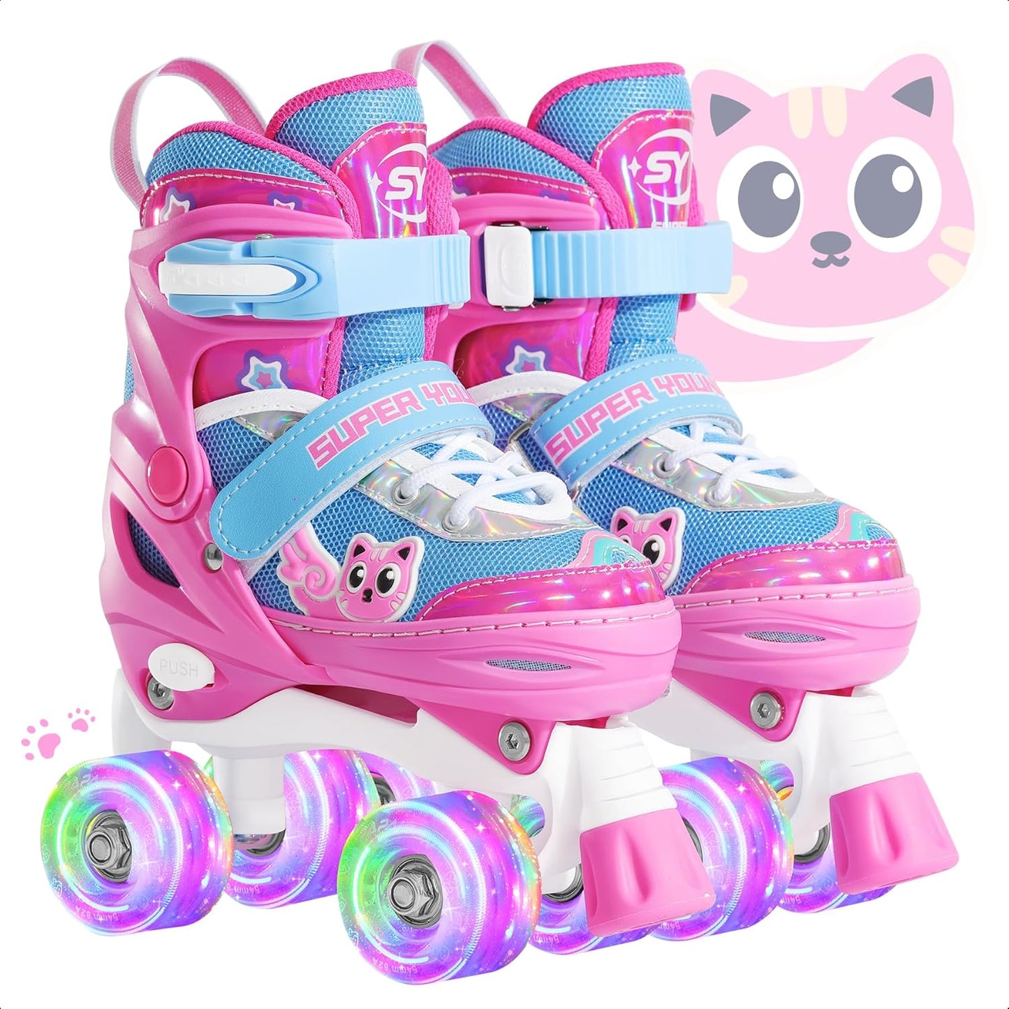 Adjustable Light Up Kids Unicorn Roller Skates for Girls Ages 4-12