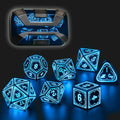 Light up DND Dice Set Rechargeable - Blue LED 7pc D and D Dice
