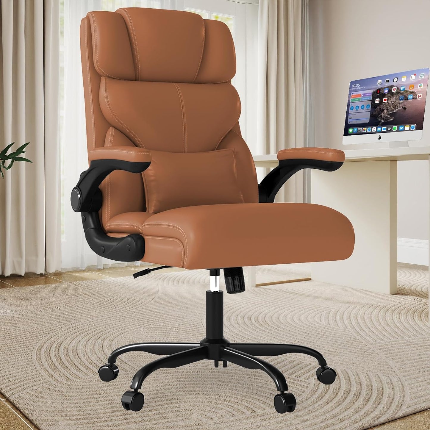 Ergonomic Executive Office Chair with Flip-up Armrests