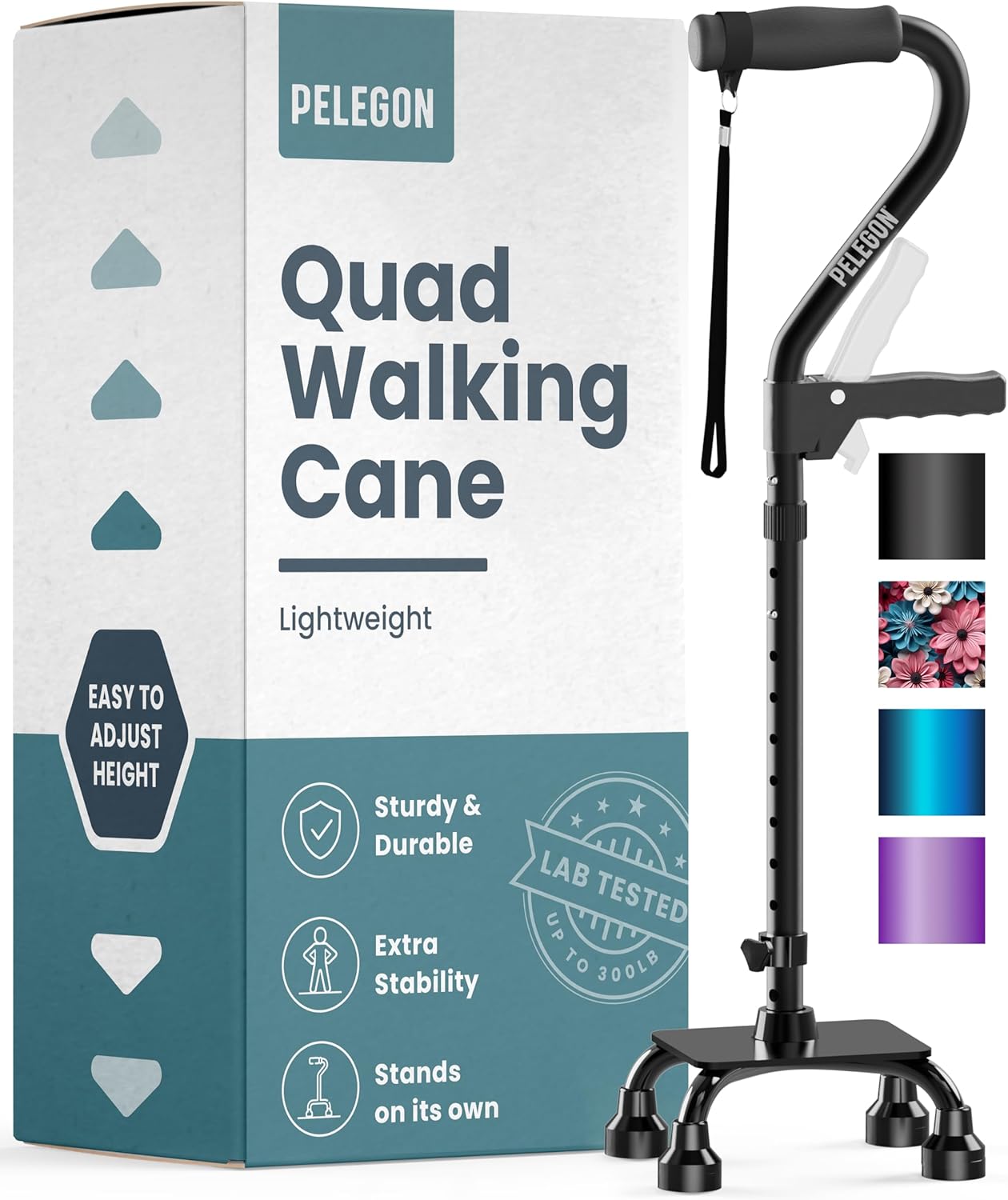Quad Cane for Seniors - Adjustable Walking Cane with Stability
