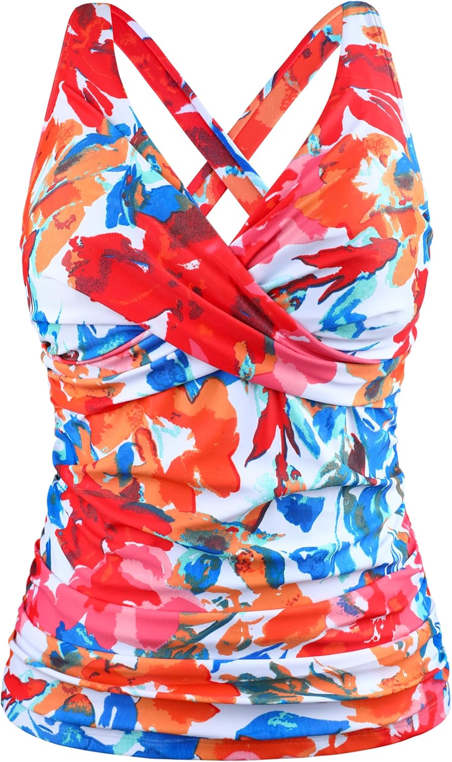 Firpearl Women Underwire Tankini Top for Big Bust Support