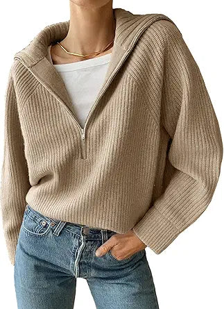 BTFBM Womens Casual Long Sleeve Half Zip Pullover Sweater