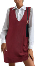 Women Sweater Vest Oversized V Neck Sleeveless Knit Pullover - Cozy on