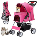 4 Wheels Pet Stroller for Small Medium Dogs Cats 10-33 lbs - Foldable