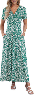 Maxi Dresses for Women Floral Ankle Length Beach Dress - With Pockets