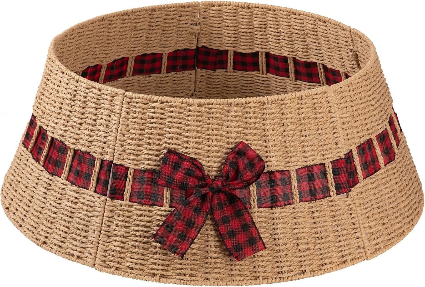 OIAHOMY Christmas Tree Collar - Wicker Holiday Tree Skirt
