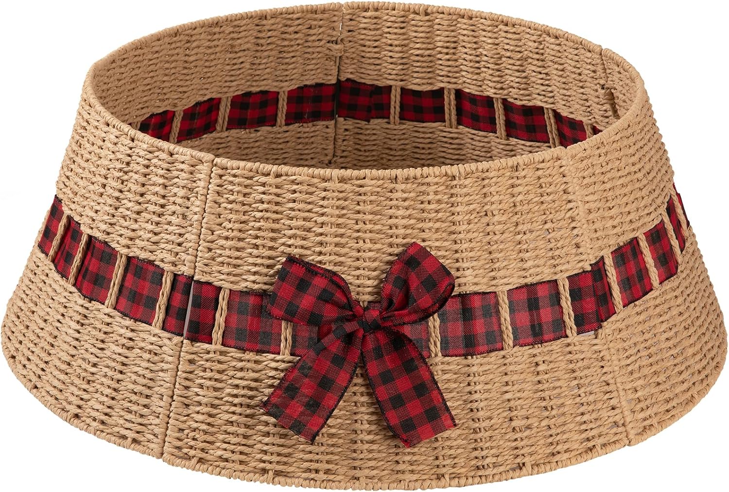 OIAHOMY Christmas Tree Collar - Wicker Holiday Tree Skirt