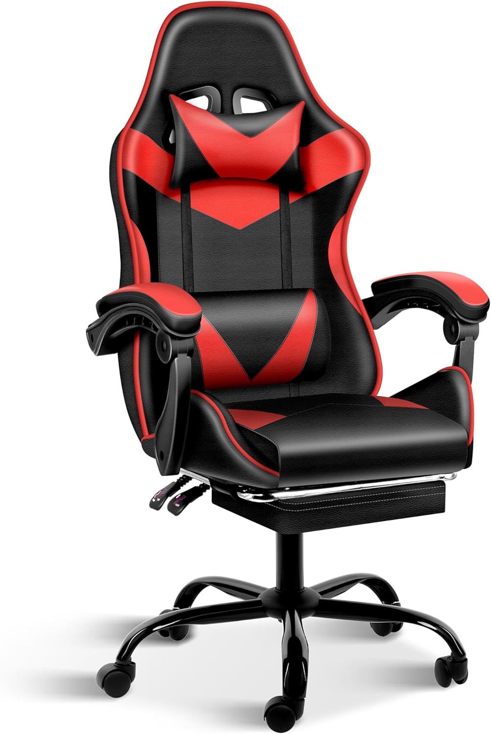 Gaming Chair with Footrest and Adjustable Reclining Backrest