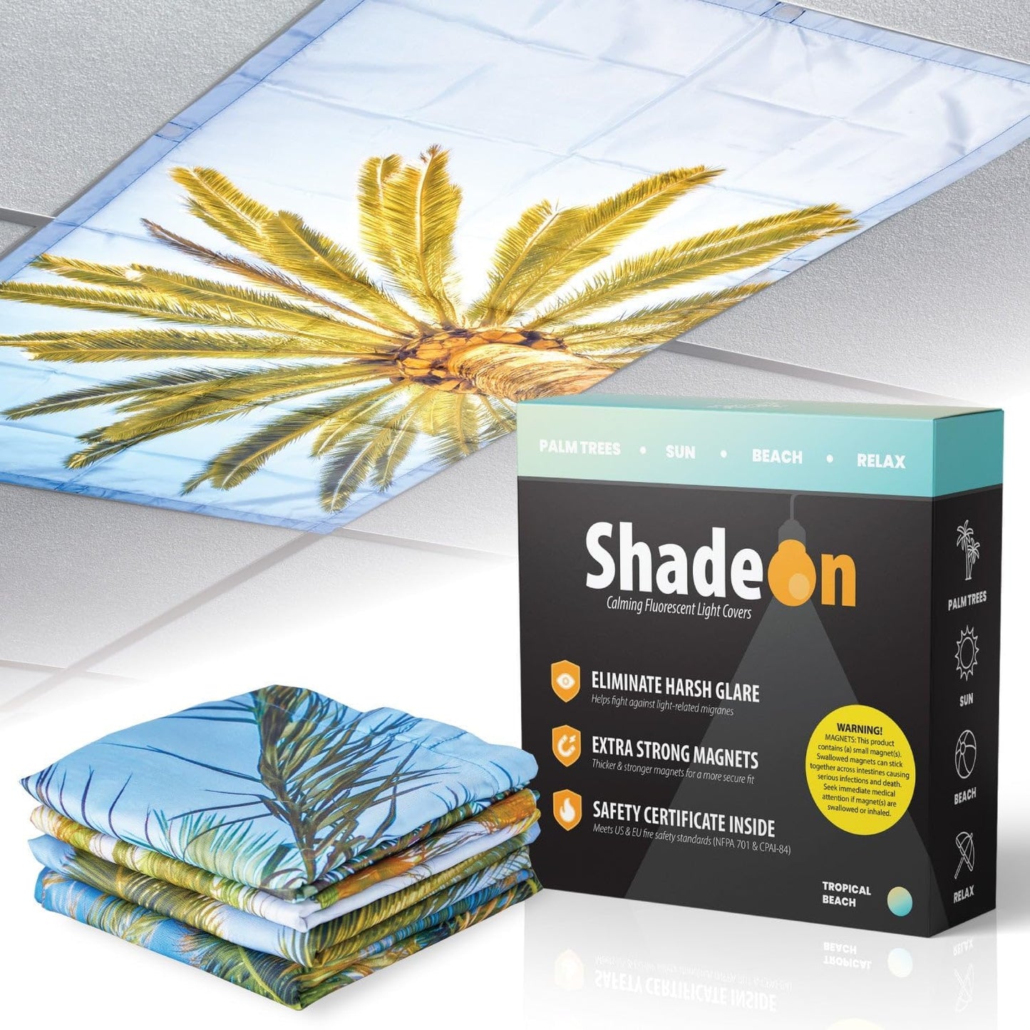 ShadeOn Fluorescent Light Covers for Ceiling Lights - 4-Pack