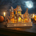 3D Wooden Halloween Haunted House Puzzle - Glow Night Light