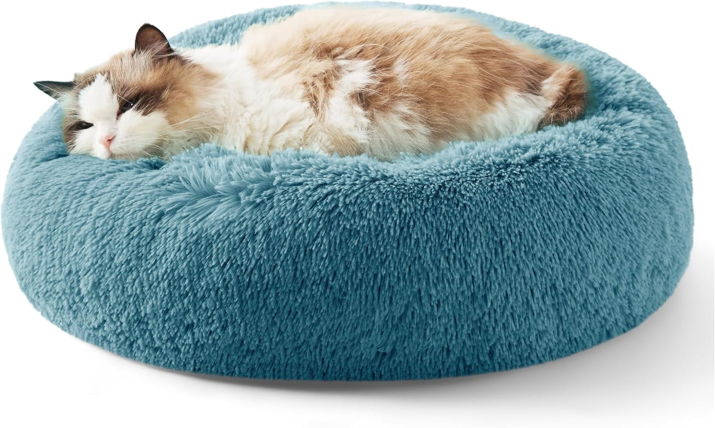 Calming Cat Bed for Indoor Cats - Plush Faux Fur Comfort