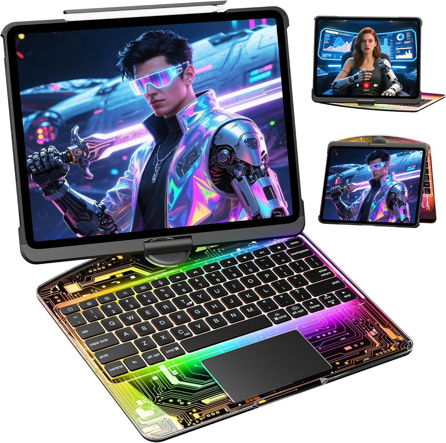 KITONE Transparent Case with Wireless Keyboard for iPad Pro 13