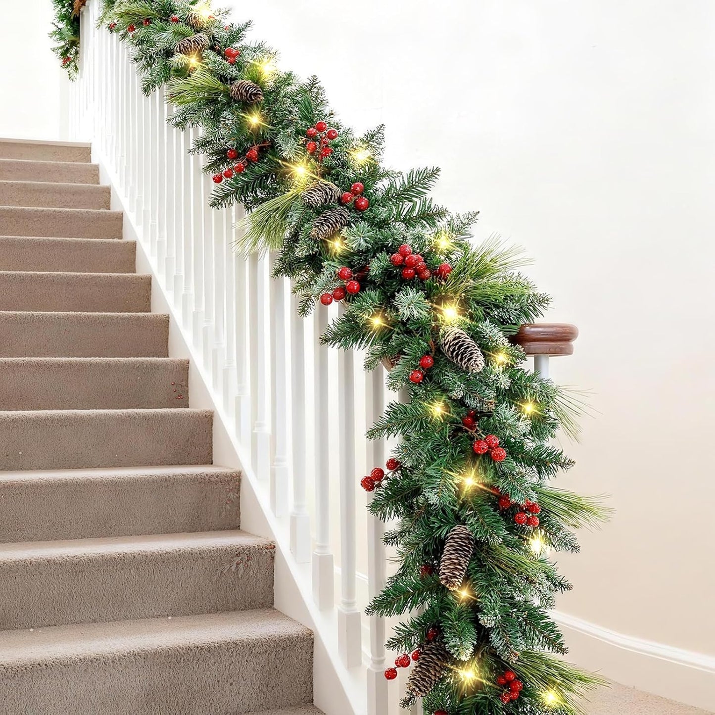 9ft Prelit Christmas Garland with Lights for Holiday Decor