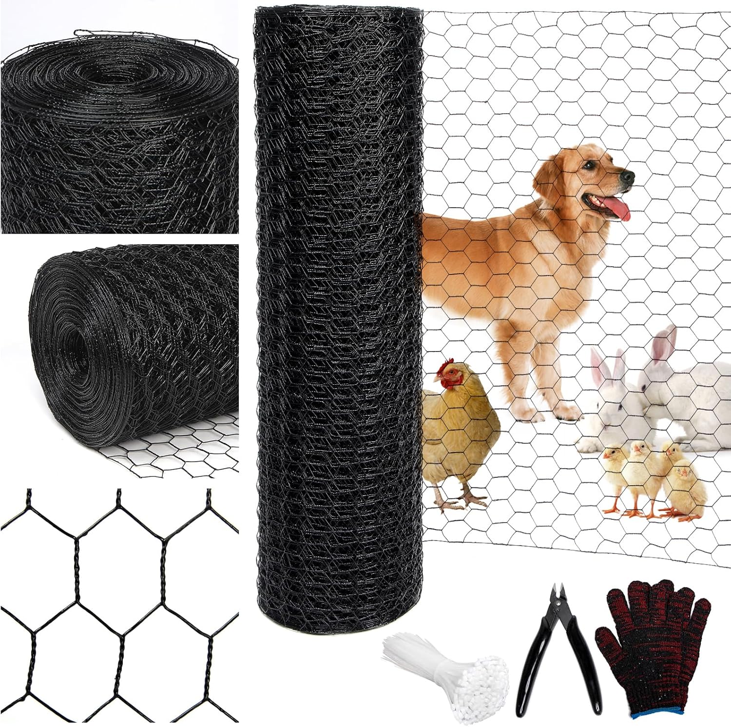 Durable Black 19GA Chicken Wire for Fencing and DIY Projects