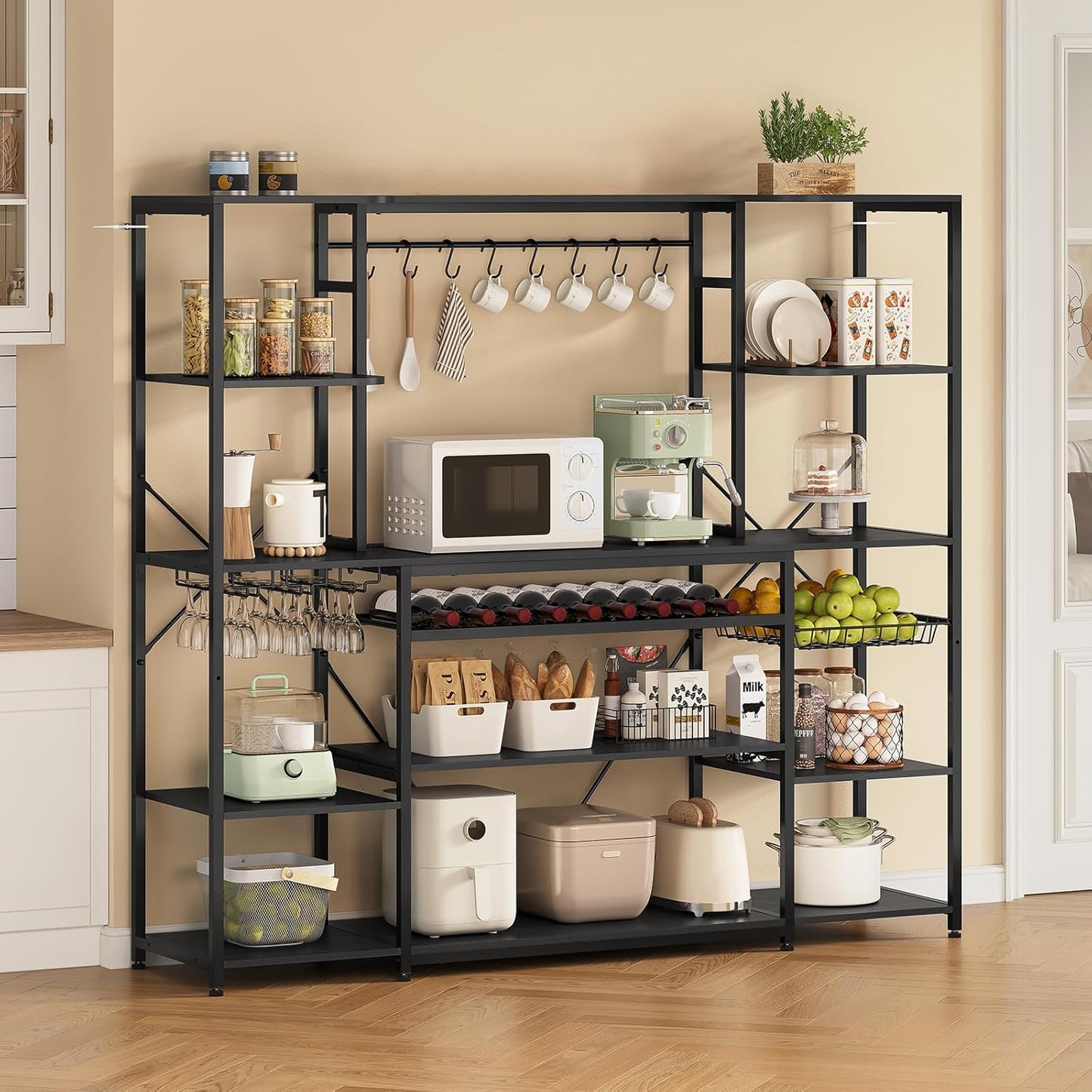 Large Bakers Rack with Power Outlet, 5-Tier Storage - UPOSOJA