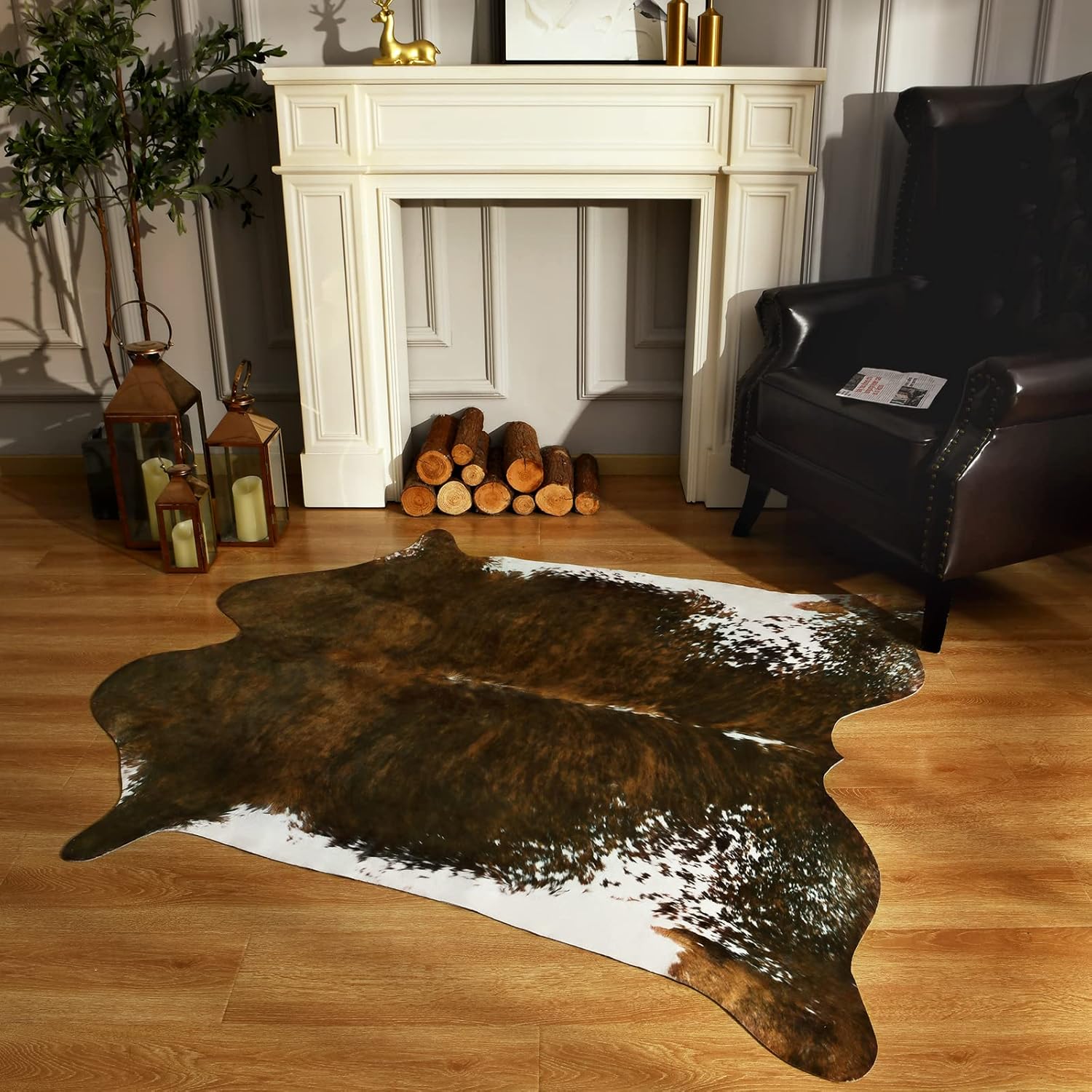BENRON Faux Cowhide Rug for Living Room and Bedroom Decor