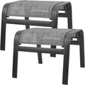 Patio Outdoor Ottoman Footstools 2 Set Grey - Sturdy Aluminum