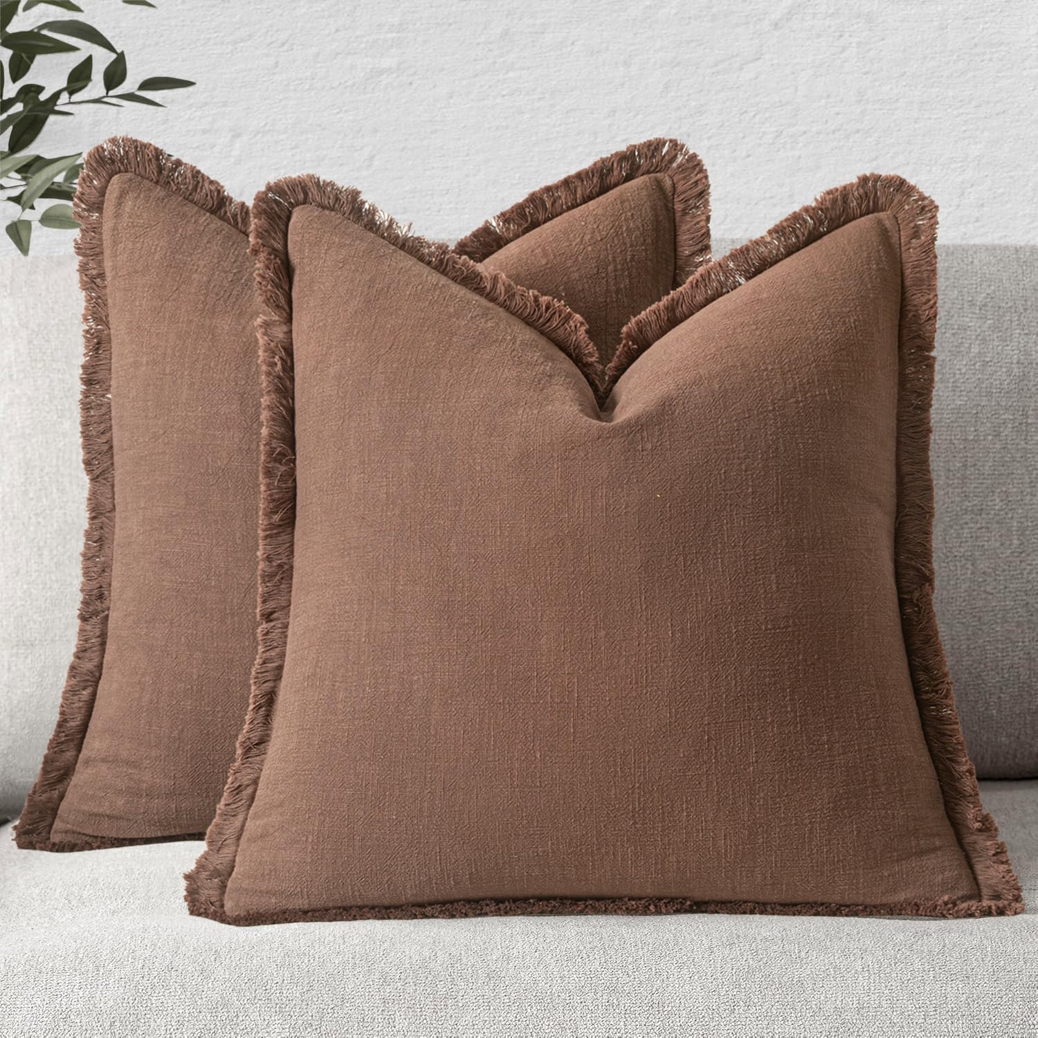 MIULEE Decorative Throw Pillow Covers with Boho Fringe Design