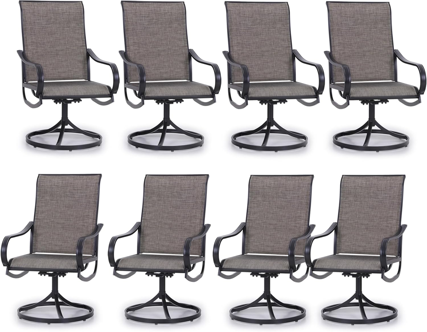 PHI VILLA Patio Swivel Dining Chairs Set of 8 for Outdoor Use