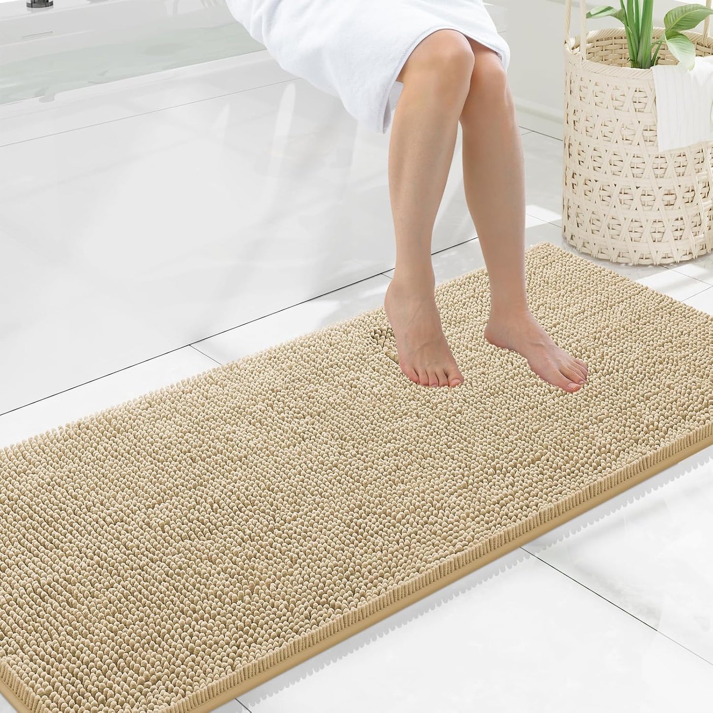 Smiry Luxury Chenille Bathroom Rugs - Soft, Absorbent, Non-Slip