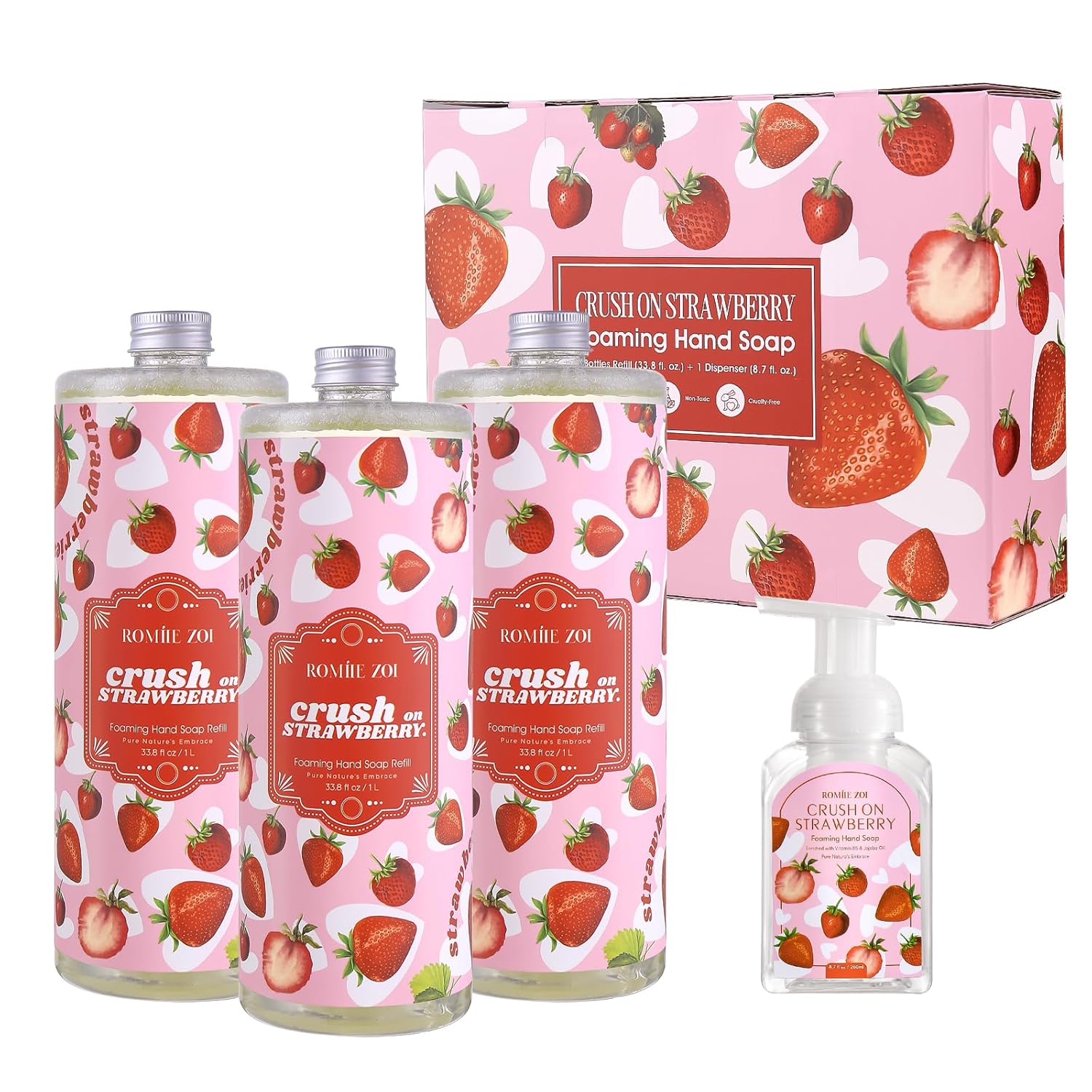 Strawberry Foaming Hand Soap Refill Set for Home and Gifting