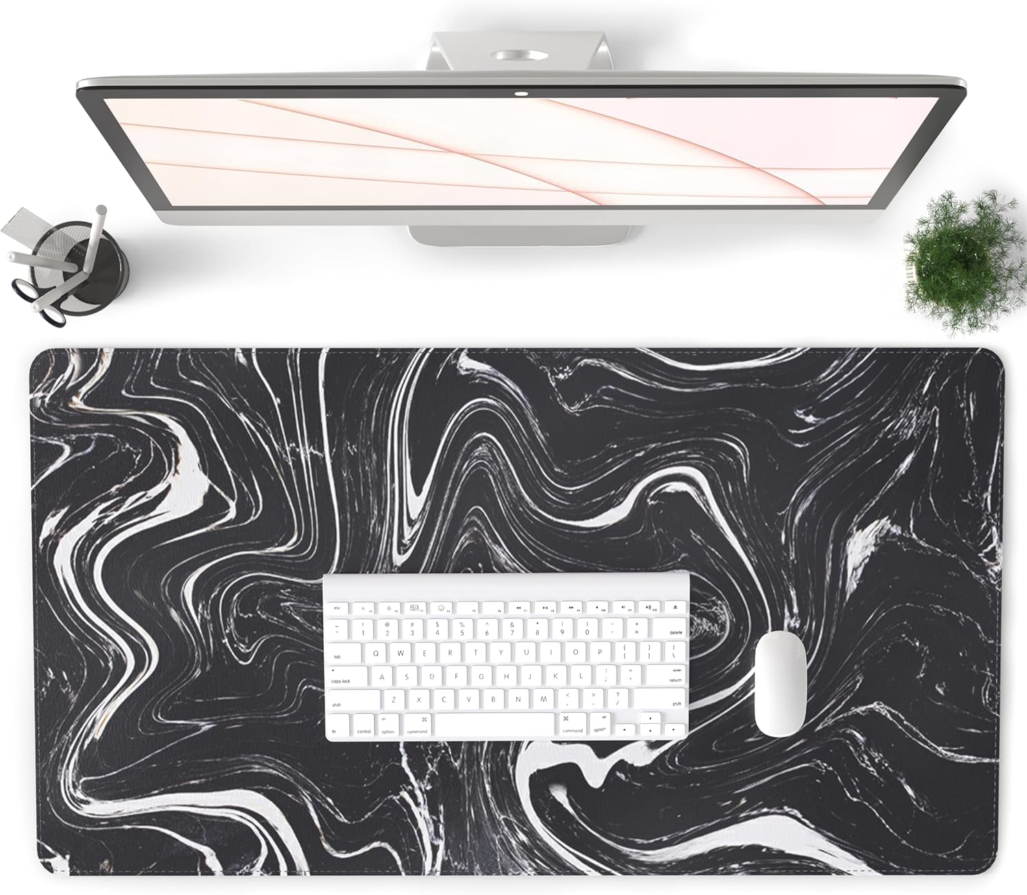 QIYI Large Gaming Desk Mat - Non-Slip Waterproof Leather Pad, Topographic Design, 31.5x15.7