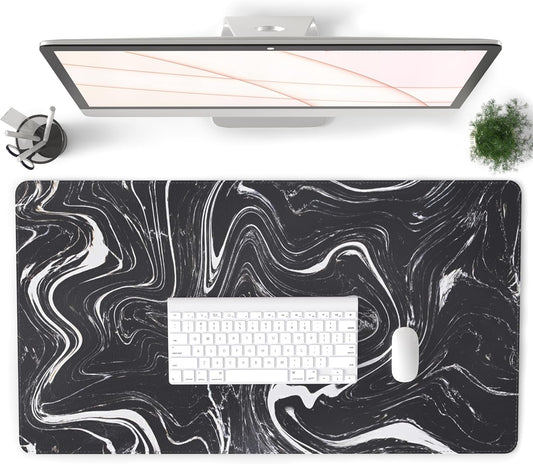 QIYI Large Gaming Desk Mat - Non-Slip Waterproof Leather Pad, Topographic Design, 31.5x15.7