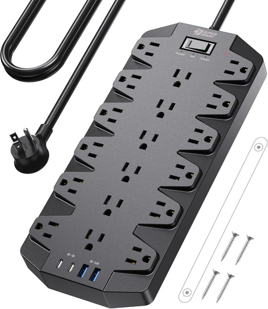 Power Through Safely: SUPERDANNY 18 Outlet Surge Protector