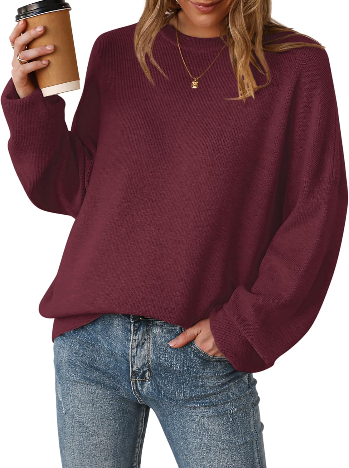 Arach&Cloz Women's Wool Blend Oversized Sweaters for Fall Style