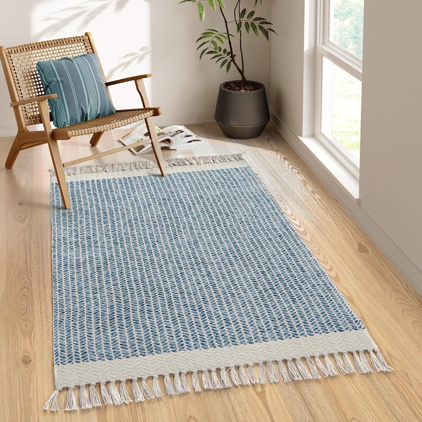 Lahome Boho Bedroom Rug - Lightweight Washable Indoor Mats