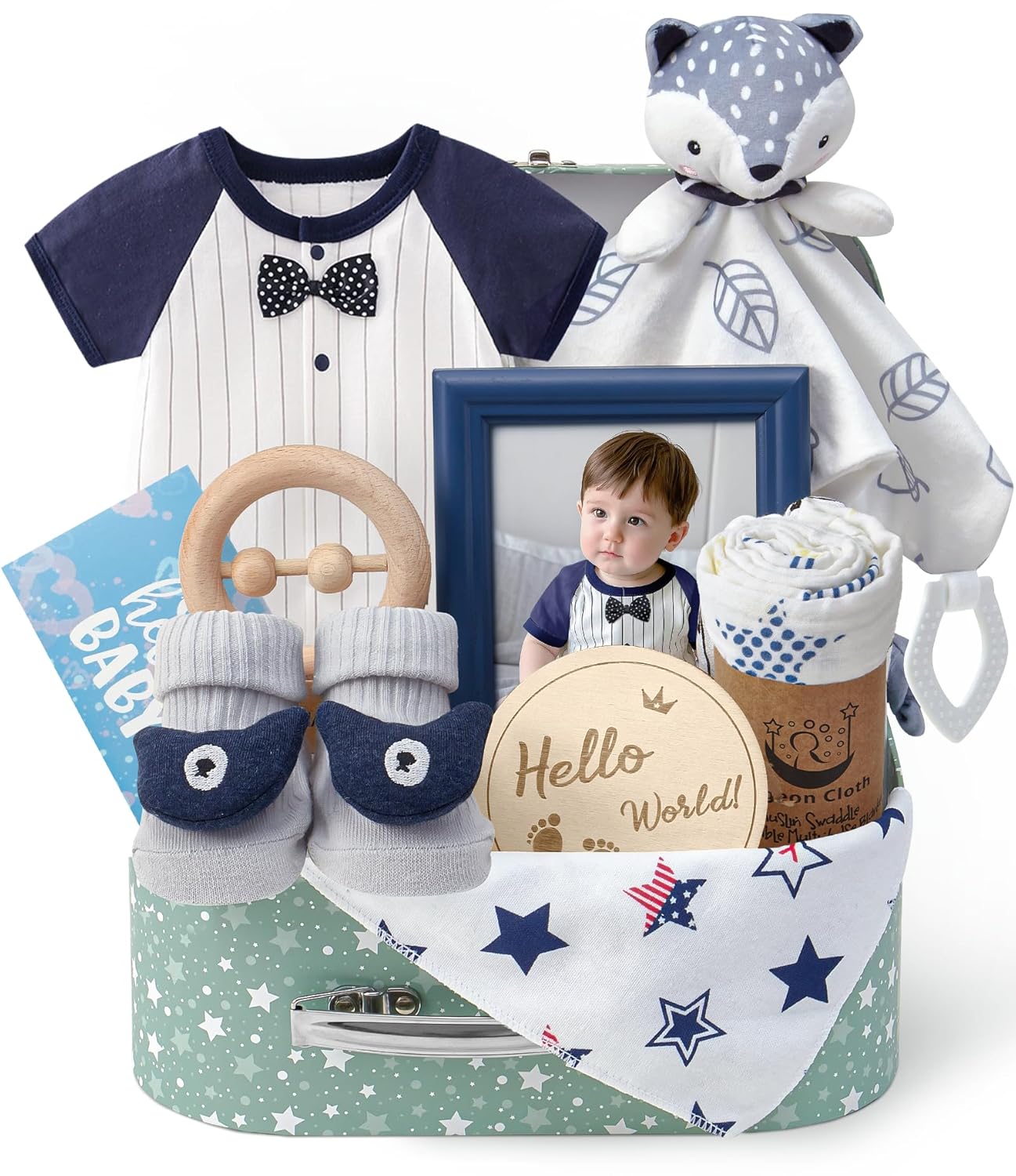 Golray Baby Boy Gifts for Baby Shower - 10pcs Essential Set