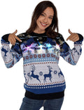 LED Ugly Christmas Sweater for Women and Men - Lighted Festive