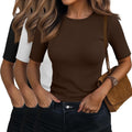 Riyiper 3 Pack Women's Half Sleeve Tops Slim Fit Ribbed Tee