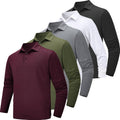 TVKSOM 5 Pack Long Sleeve Polo Shirts for Men - Quick Dry Comfort