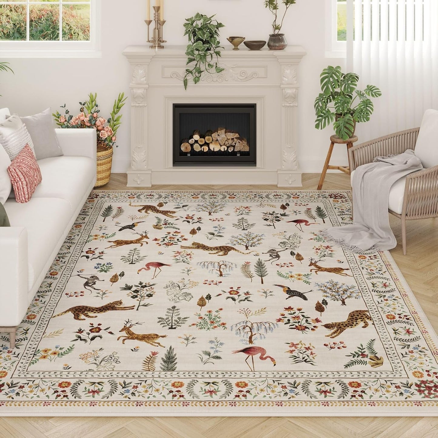 Rugcomf Area Rugs 8x10 for Living Room - Washable Boho Design