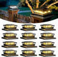 Solar Post Cap Lights 12 Pack - Dual Color Solar Fence Post Lights