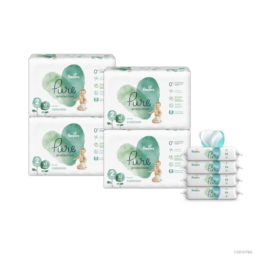 Pampers Pure Diapers & Aqua Pure Wipes Bundle - Hypoallergenic Protection
