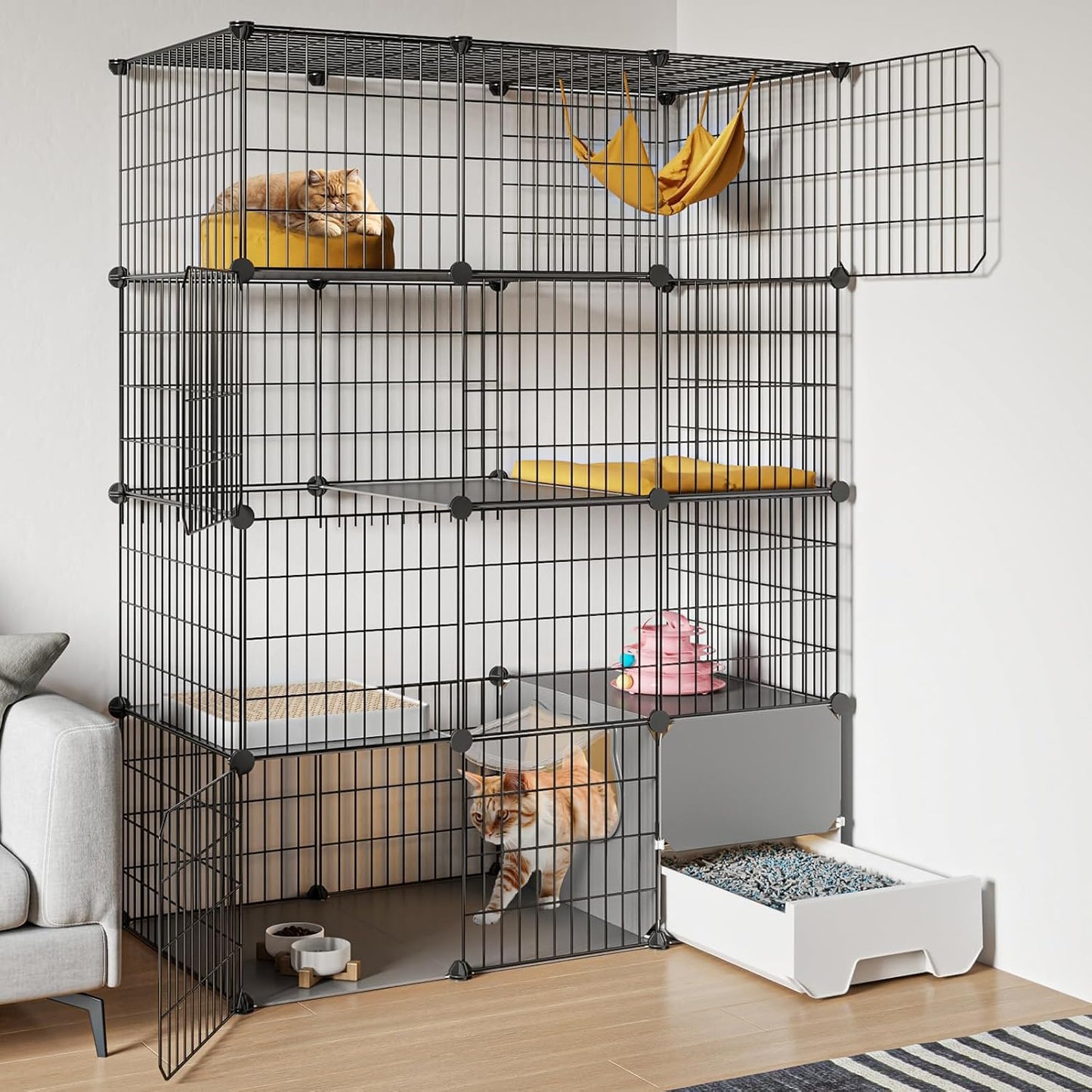 Oneluck Large Cat Cage with Litter Box for 1-2 Cats Indoor