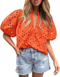 PRETTYGARDEN Womens Summer Lace Eyelet Blouse - Dressy Casual Top