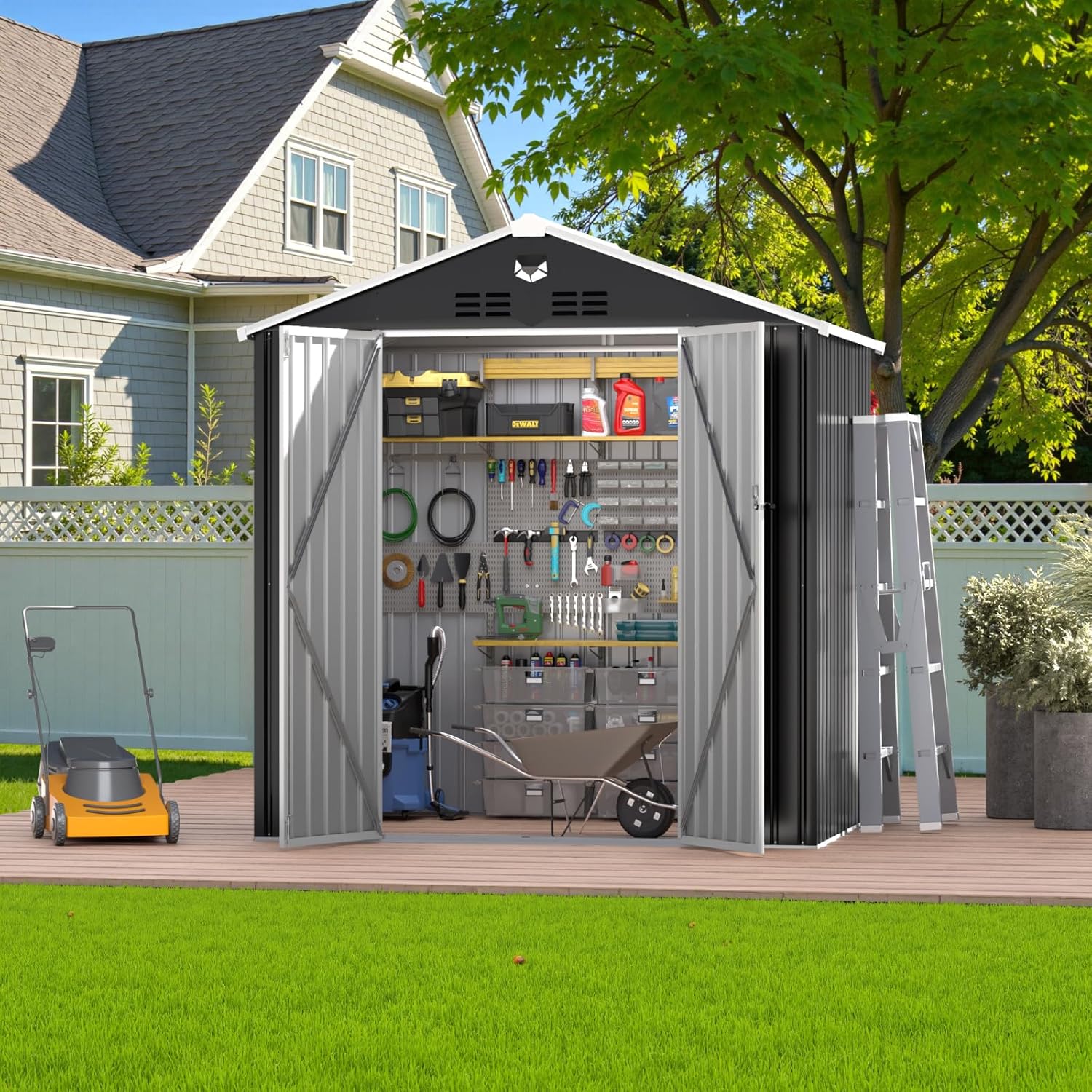 8X6 FT Outdoor Storage Shed - Durable Metal Garden Shed