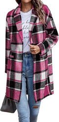 PRETTYGARDEN Women Plaid Shacket Jacket Trendy Fall Casual Wool Trench