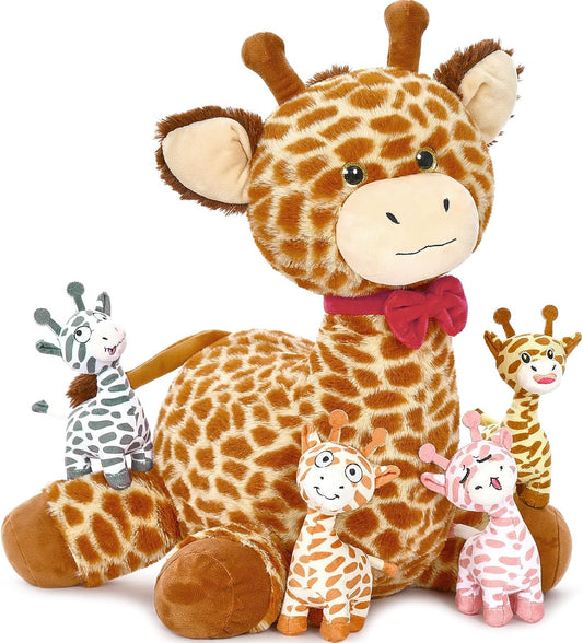 Tezituor Giraffe Stuffed Animal with 4 Babies for Kids