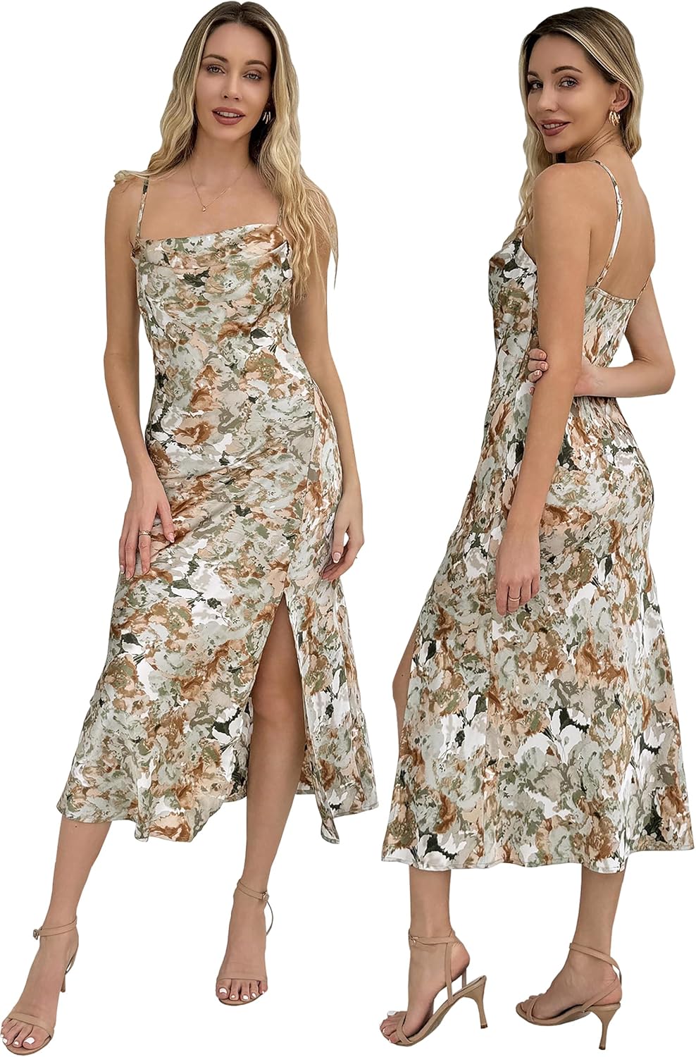 Elegant Satin Slip Midi Dress for Women - Perfect for Weddings