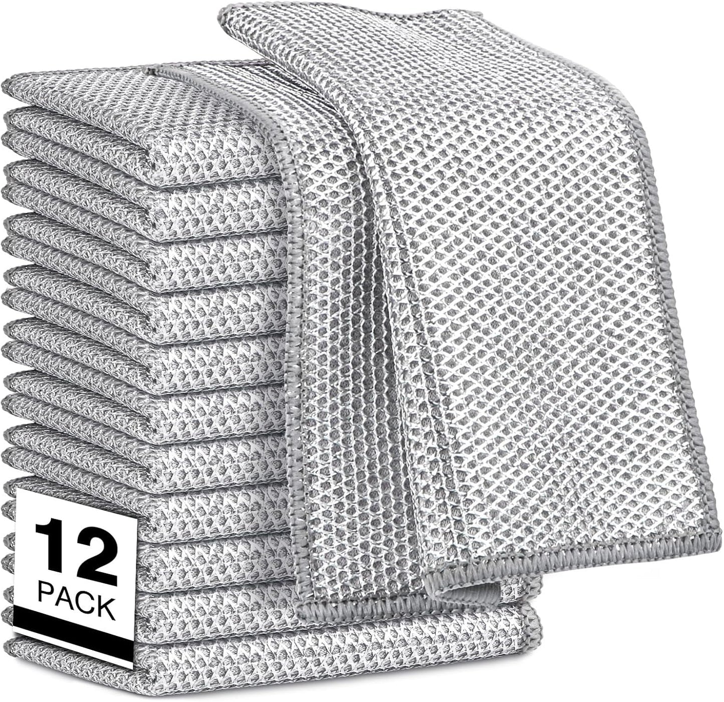 AIDEA 12PK Non-Scratch Steel Scrubber Pads - Ultimate Cleaning Power!